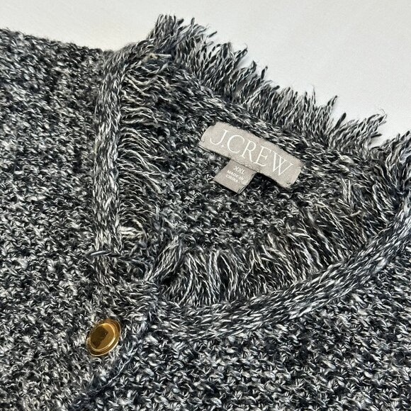 J Crew Womens Cropped Fringe Trim Lady Jacket Size XXL Tweed Preppy Cardigan - Picture 6 of 8